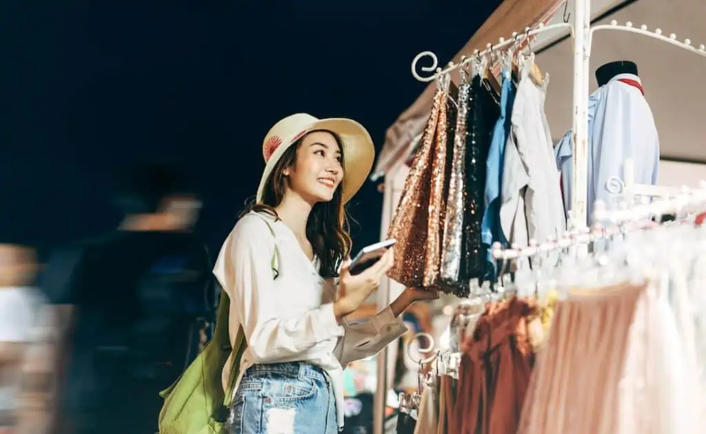 Woman browsing night market