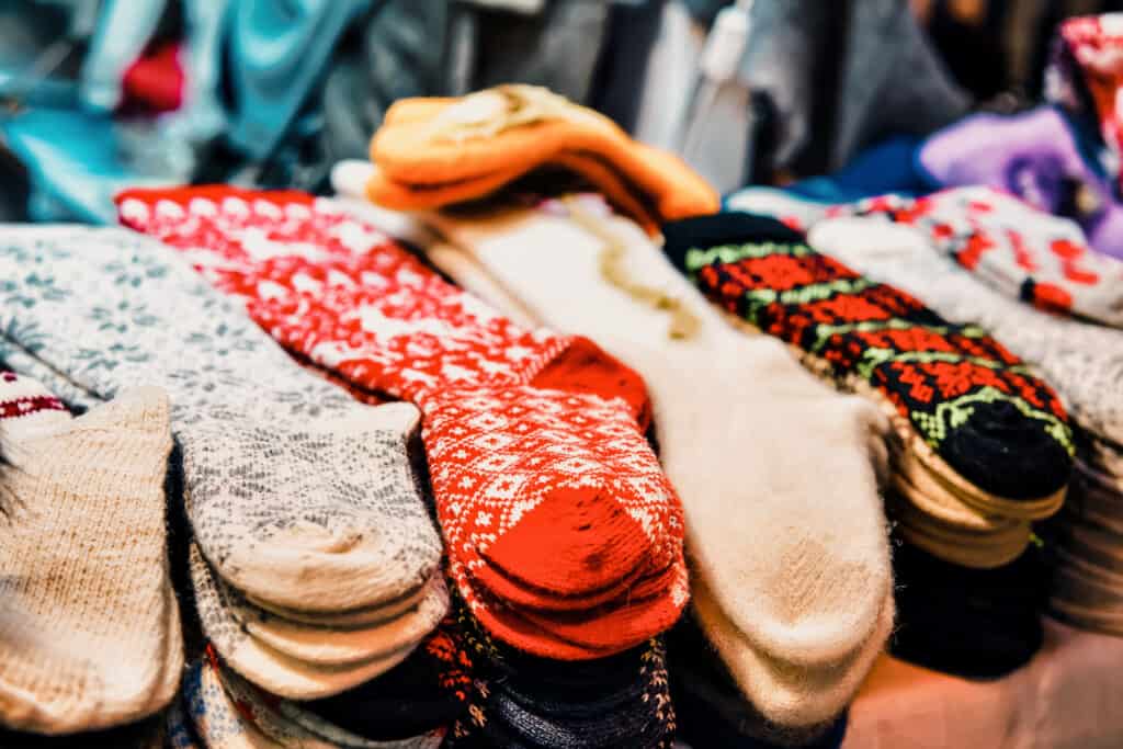 Bright and ornamental socks made from wool pictured