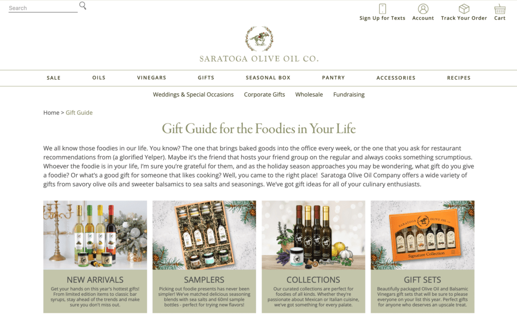 Saratoga Olive Oil holiday gift guide collection