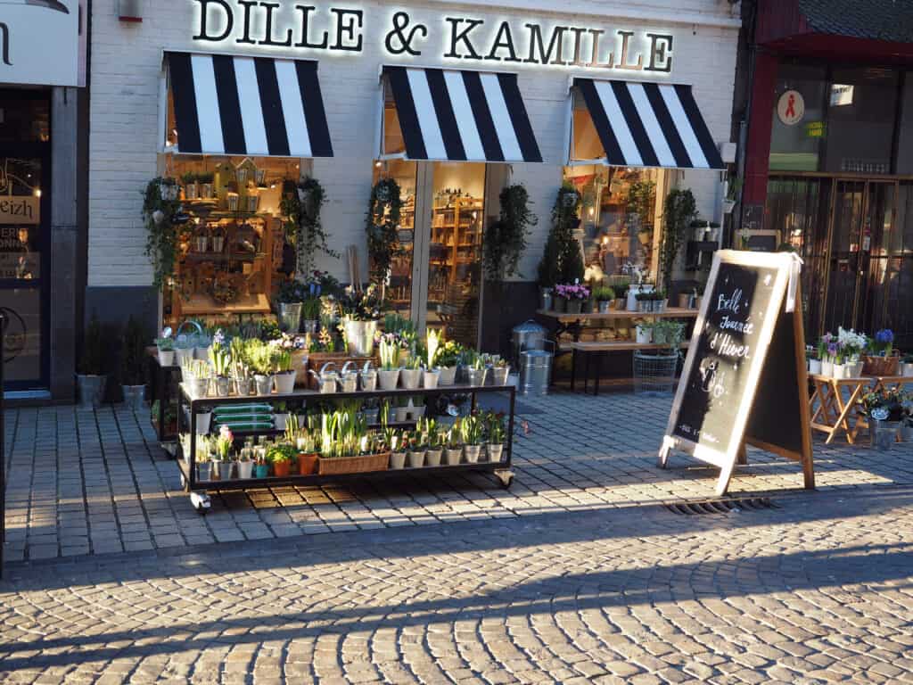 Botanical pop-up shop outside retail store