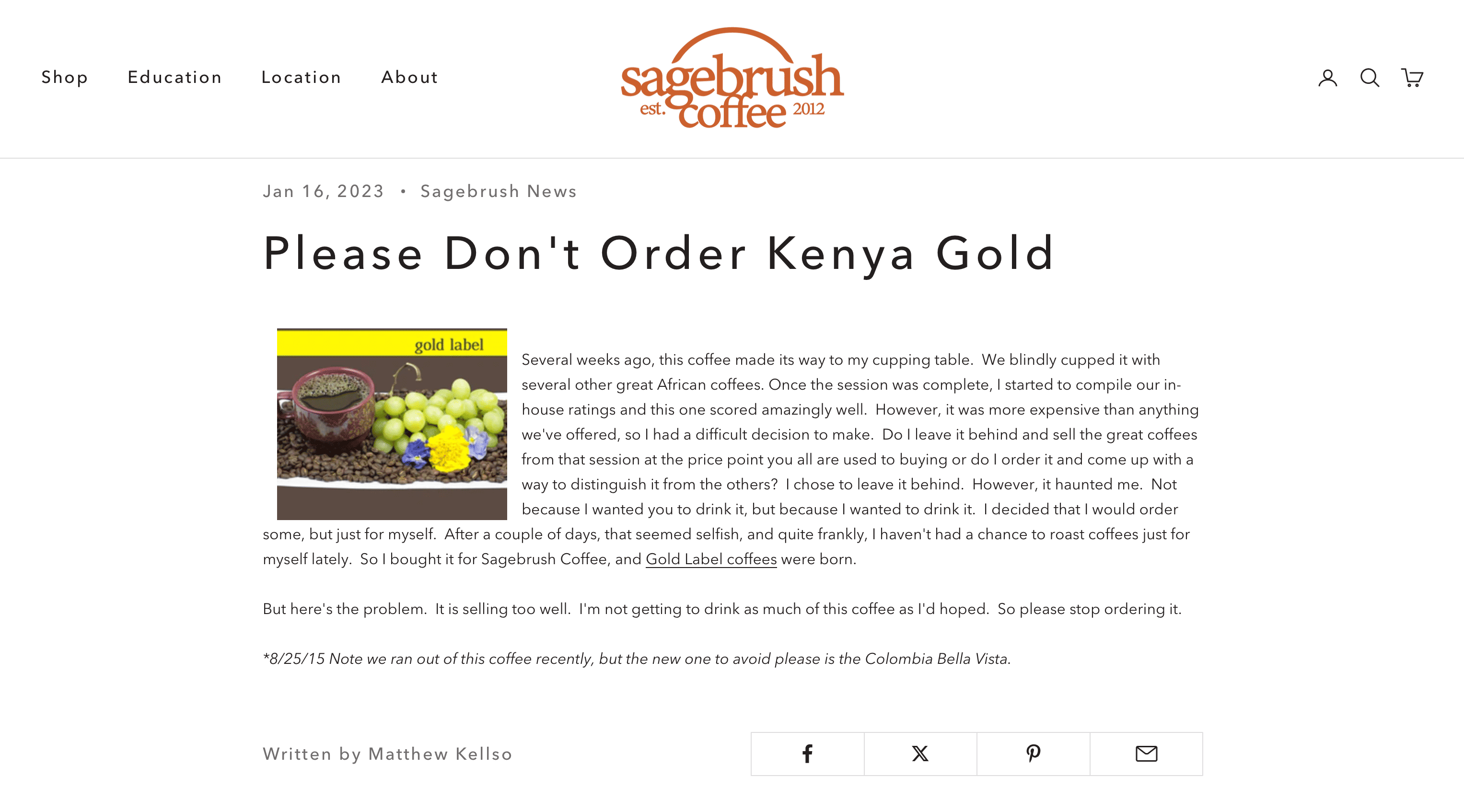 Sagebrush Coffee blog